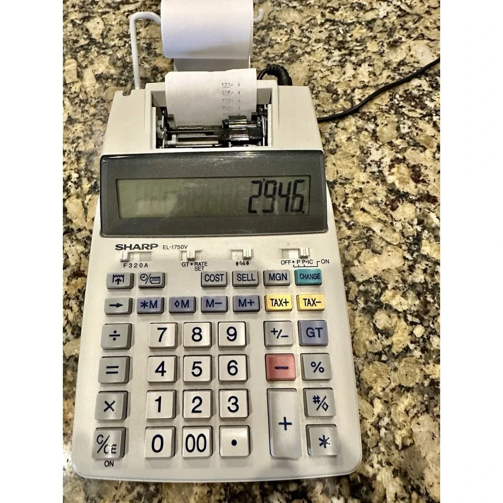 Sharp EL1750V Printing Calculator Works With Electrical‎ Plug Cord